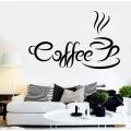 size - 2 x 1 feet -Coffee Mug smoke style Self adhesive wall stickers , decal, vinyl for restaurants, cafe, kitchen, shop, home  decor lovers-  Black. 