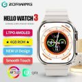 Hello Watch 3 Ultra Smart Watch, 49mm AMOLED Display, 4GB Storage, NFC, GPS, Fitness Tracking for Men and Women. 