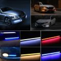 1pc COB LED Car Lamp External Lights Auto Waterproof Car Styling Daytime Driving Fog Lights Vehicle Running Light Car Gadgets-Pink. 