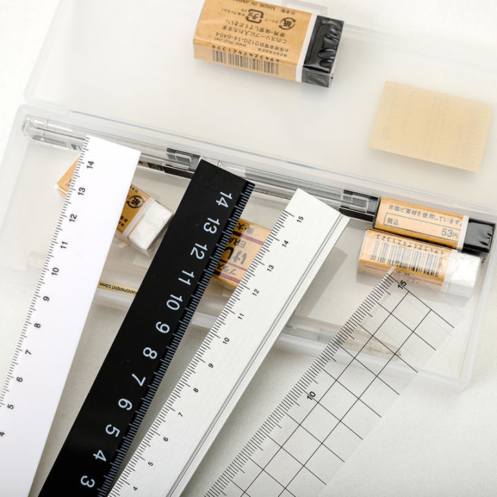 Japan MUJI stationery black and white ruler 15cm double-sided scale student acrylic transparent MUJI ruler