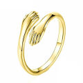 Loving Couple Hug Rings - Adjustable Retro Style For Men/Women - Silver/Golden Trendy New Arrival. 