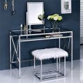 Dressing Table / Glass Dressing Table / Dressing Table With Mirror And Tufted Stool / Dresser / Dressing Table. 