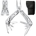 9 in 1 Stainless Steel Multitool Small Pocket Size Multifunctional Multitool Plier Pocket Size Light Weight Survival Tool Gadget Kit With 11 Piece Bit Set Screwdrivers White Multi Tool All In One For Multipurpose IMulti-Tool Kit for All type of situations. 