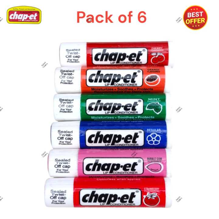 Original Chap-et Lip Balm Stick for Glowing and Moisturized Chapped Dry Lips Pack of 6 Chap Sticks