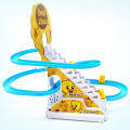 Duck Slide Toy Set Small Duck Climbing Stairs Toy Electric Ducks Chasing Race Track Game Set, Playful Roller Coaster Toy with 3 Duck LED Flashing Lights & Music Button, Fun Duck Stair Climbing Toy for Toddlers and Kids. 