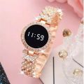 HOT DEAL NO 1 Full Diamond Touch Screen LED Watch Steel Chain with Diamonds Ladies Watches For Female Women Girl. 
