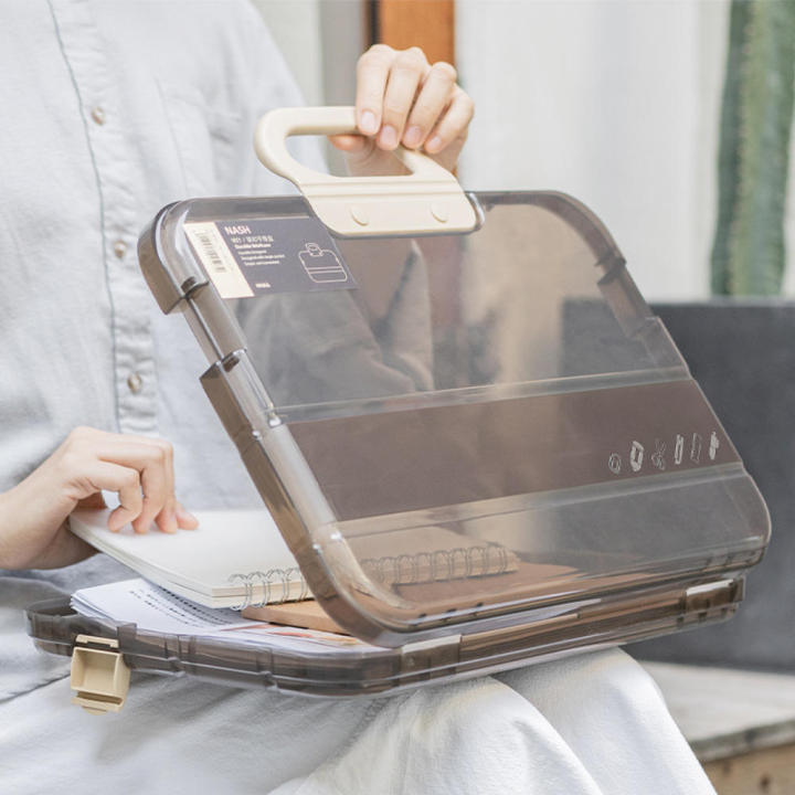Transparent File Box Lightweight With Lock Portable Document Storage Box A4 Folder Case for Office Supplies Document Protection Student Use Business Travel Archive Storage