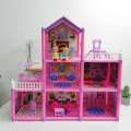 Holiday Villa Three Storey Pink Doll House For Girls - 129 pcs - 24 inches. 