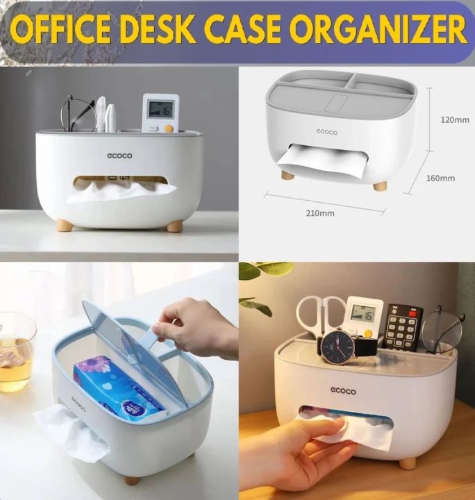 Ecoco Tissue Box, PVC Tissue Box, Multifunctional Box, Pen Holder, Remote Control Holder, Tissue Holder, Storage Box, Cosmetic Tissue Box