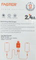 Faster FC-902 Dual USB Charger 2.4A with Type C Cable ,Faster Saver Quick & Fast Charger  – Dual USB Ports. 