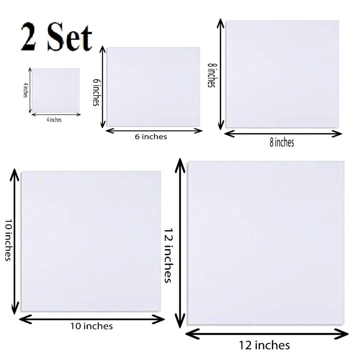 Pack of 10 Canvas 4x4+ 6x6+ 8x8+ 10x10+ 12x12 Canvas For Painting Canvas Boards Canvas Panels 100% Small Cotton Stretched Canvas Boards