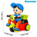 ack of 2 Pcs Set - Friction Powered Mini Tricycle Cartoon Scooter and 360 Monster Truck Car Toy For Kids Boys and Girls Diecast Toys Cars - Push and Go Die Cast Vehicle. 