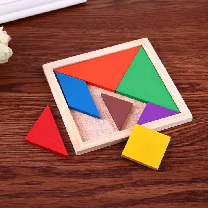 Wooden Tangram Intelligence Puzzle for Kids – Montessori Brain Teaser ...