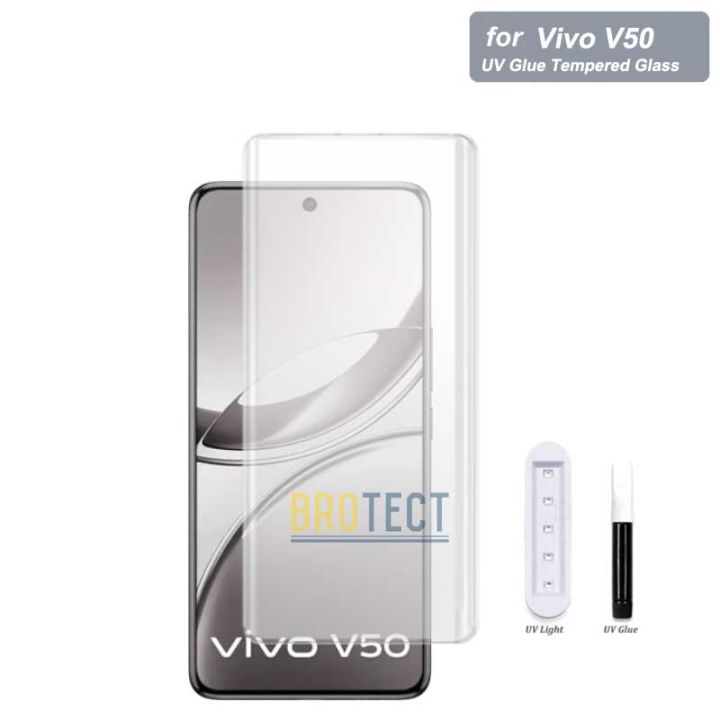 Vivo V50 UV Glass Liquid Glue Tempered Glass Screen Protector For Vivo V50 - Transparent