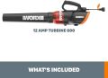 WORX WG520 12 Amp TURBINE 600 Electric Leaf Blower corded 110 Volt. 