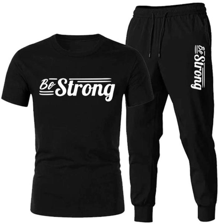 Vinyl Be Strong Printed Summer Tracksuit For Men (Tshirt and Trouser)