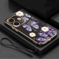 realme Note 60 note60 50 Butterfly Flower Rubber Phone Cover Glossy Plating Case Shockproof Casing with Strap. 