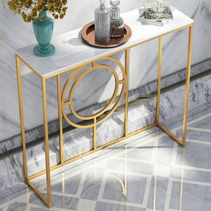 Circle Center Console Table - Entryway, Hallway, and Coffee Sofa Side Table for Small Spaces and Narrow Areas