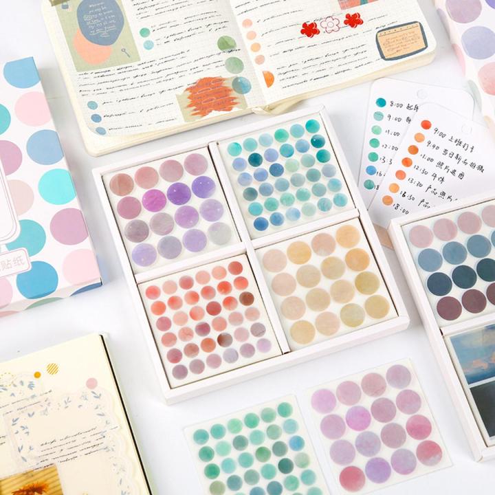 RHS Online Watercolor Polka Dot Stickers Salt Based Dot Washi Stickers INS Album Diary Journal Decorative Scrapbooking Crafts DIY Sticker