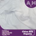 KB White Color China Silk Chiffon Dupatta For Girls / Ladies - Dyeable dupatta. 
