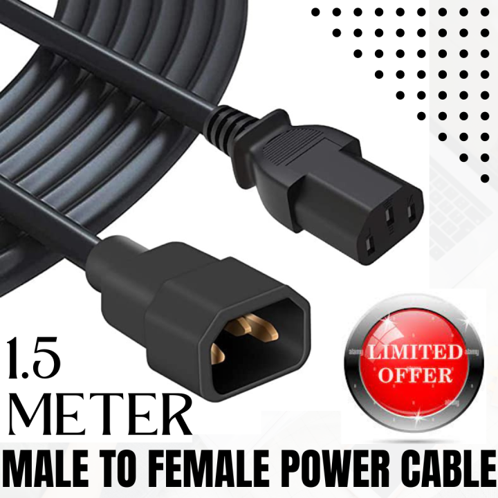 Branded New Power Cable Extension Cable IEC C13 To IEC C14 (Male To Female) C13 to C14 Male to Female Power Extension Cord Cable 220V 10A for Computer, Printer, SMPS, Monitor, Server, Display