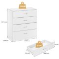 Chest of 4 Drawers Modern White, Chest of Drawers for Bedroom, Storage Cabinet Dresser Organizer Unit with Handle for Living Room. 