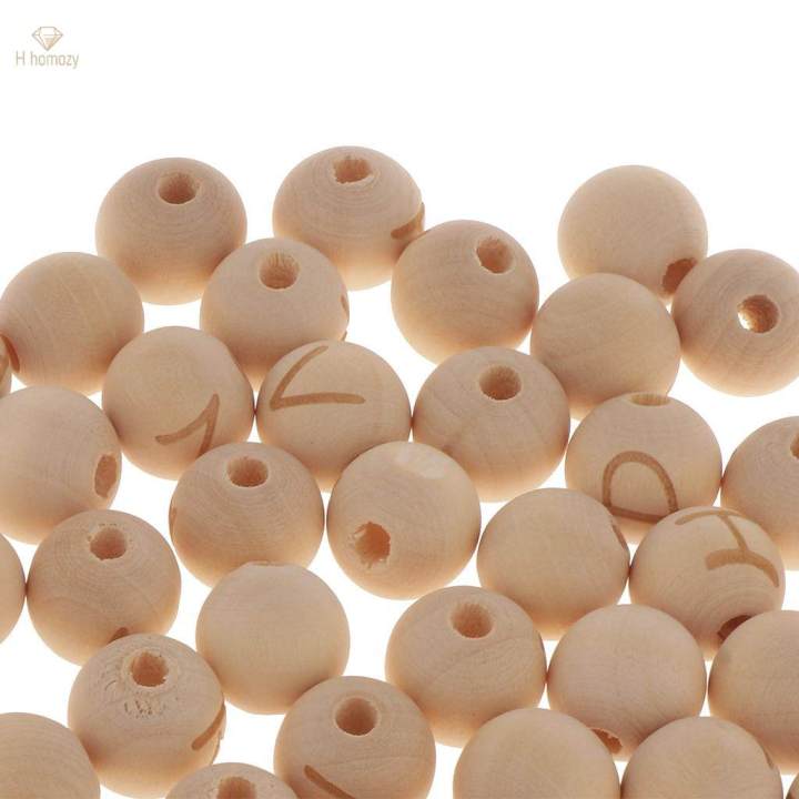 50pcs Large Hole Natural Wood Wooden Beads Letter for Macrame Jewelry Crafts