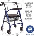 lifecare Enterprises Drive Medical Four Wheel Walker Rollator with Fold Up Removable Back Support,. 