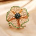 Exaggerated Gold Flower Rings for Women Boho Adjustable Crystal Open Finger Flower Ring Aesthetic Party Jewelry Gift. 