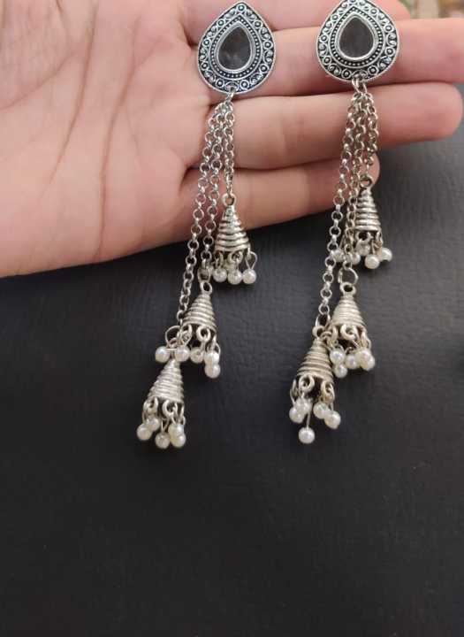 Indian%20Oxidizied%20Silver%203%20Lear%20Mirror%20Earring%20-%20Image%203