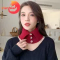 Vist Fox Knitted Scarf Button Closure Women Scarf Winter Neck Warmer. 