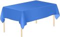 Blue Plastic Waterproof Table Cover- Tablecloth for Rectangle Table 54" x 72" Disposable Table Cover for Bridal Shower Wedding Birthday Party Decorations. 
