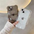 Cute 3D Clear Bear Phone Cases For iPhone 13 12 11 14 15 16 Pro Max XS Max XR X XS 14 16 Plus Case Candy Color Cartoon Transparent Camera Protection Cover. 