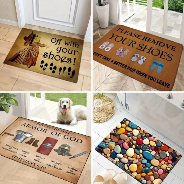 Funny Doormat Off with Your Shoes Designed Indoor Welcome Floor Decor Carpet Non-slip Easy Clean Area Rug Wrinkle-Resistant Mat