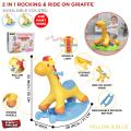 Rocking Ride-ON Giraffe Toy 2 in 1 Fun Play For Toddlers Comes With Flashing Light & Melody Music, Calf Ride On With 4 Wheels Has Storage Under The Seat, Suitable For All Children For Outdoor or Indoor Ride, Best Gift For Baby Boy or Girl. 