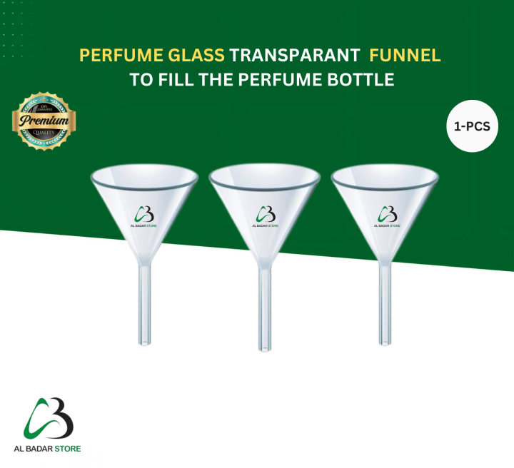 Easy Crimp pump 15mm Size k liye Glass Funnel for Perfume Making (1-PCS) - size Fluted Funnels with 60 Degree Angle - Laboratory Funnel - Short Stem Borosilicate Glass Funnel – Premium Chemistry Reusable Funnel for Laboratories, Classrooms or Home Use