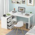 Executive and Unique L-Shape Computer Desk , Study Writing Desk with Storage, Home and Office Computer Table with 3-Drawers and 2-Shelves, Work Space Organizer. 
