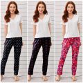 Pack of 3 Ladies Printed pajama and simple tshirt (Ayesha Gul collection). 