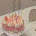 Macroon Colored Twisted Candles For Birthday - Anniversary Cake Decoration. 