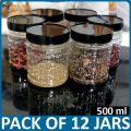 12pcs Snack Jar / Spice Jar / Kitchen Burni / Shelf Storage / Masala Storage Container Food Container 500gms. 