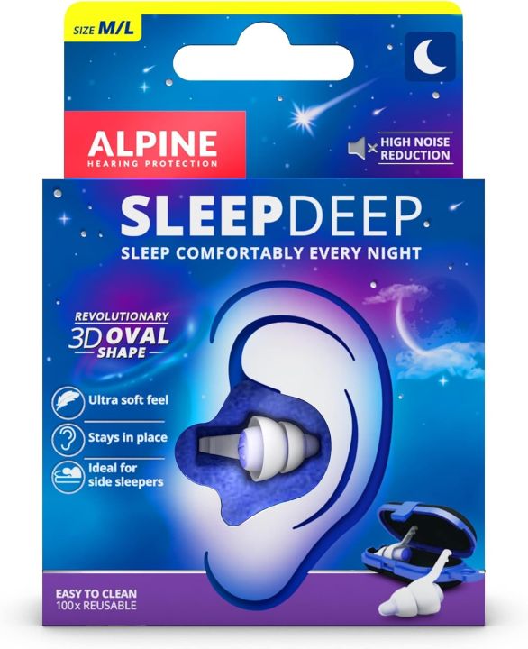 Earplugs Alpine SleepDeep Soft Ear Plugs for Sleeping Noise Reducing Gel - 27 dB  Size  M/L