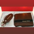 High Quality Customize Wallet And Keychain Men Personalized Genuine Leather Slim Wallet Money Male Purse - Brown. 