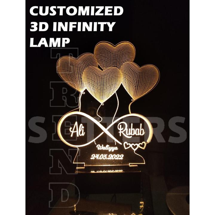Couple Name Heart Shape Customized 3d illusion Lamp for couples | A perfect personalized gifts for all occasions Valentines gifts, Christmas Gifts | A perfect gift for him, her, father, mother, husband, wife, boyfriend, girlfriend