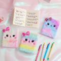 Diary Book 80 Pages Smooth Writing Plush Cartoon Animal Daily Planner Tie-Dye Design Diary Notebook. 