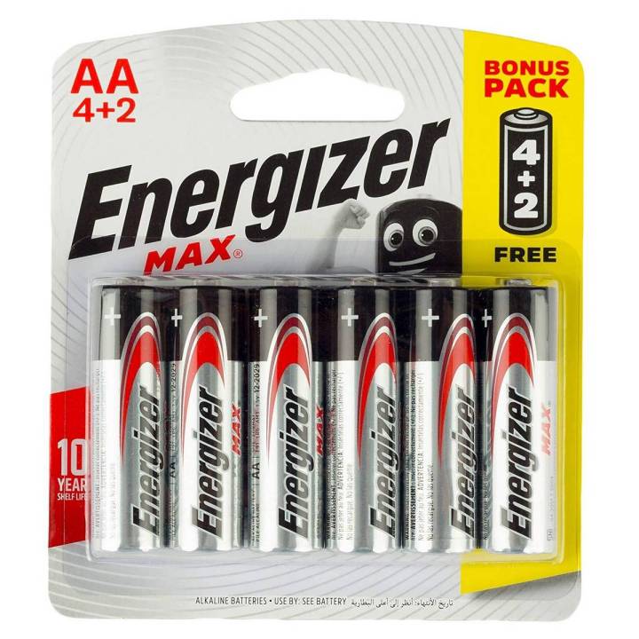 100% Original Energizer MAX AA Batteries, 4+2 Bonus Pack Alkaline Battery Cells