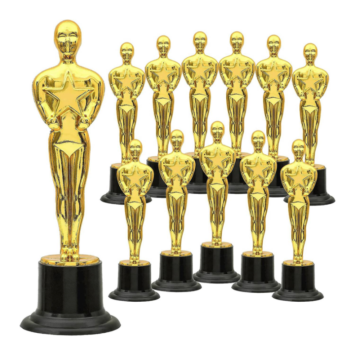 12 Pack Plastic Gold Award Trophies for Party Decorations, Party Favors, Movie Night Party Favor, School Award Durable Easy to Use