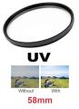 Lens Glass Protect Filter UV 58mm Use For Canon 75-300, 55-250, & more 58mm Lenses 85mm 1.8 50mm 1.4 USM. 