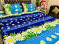 Bedsheet King Size Printed 3D Crystal Cotton Bedsheets with 2 Pillow Covers. 