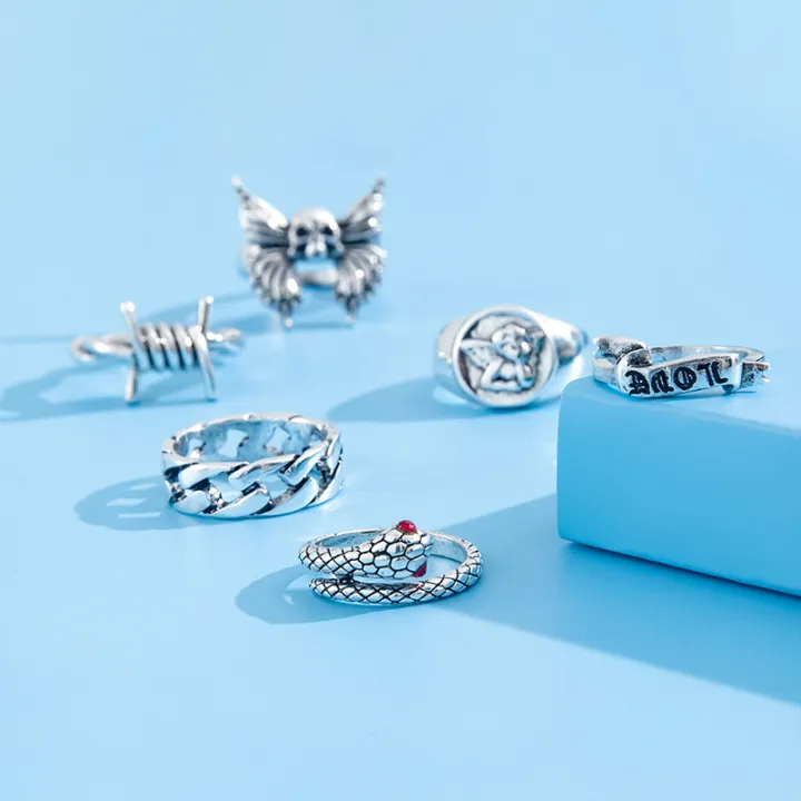 6Pcs/Set%20Punk%20Snake%20Twist%20Love%20Antique%20Silver%20Rings%20for%20Men%20Goth%20Skeleton%20Rings%20Set%20Hip%20Hop%20Emo%20Fashion%20Jewelry%20Anillos%20Hombre%20-%20Image%204