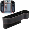 Car Seat Gap Filler, 2 PCS Multifunctional Car Seat Organizer with Cup Holder, Car Console Side Organizer for Cellphones, Wallets, Keys, Coin, Cards, Sunglasses, Passenger Side & Driver Side - Black. 